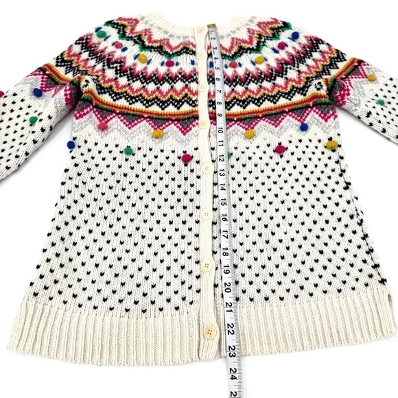 Talbot Carnival Fair Isle Pom Pom Button Back Woolen Sweater - Picture 8 of 11